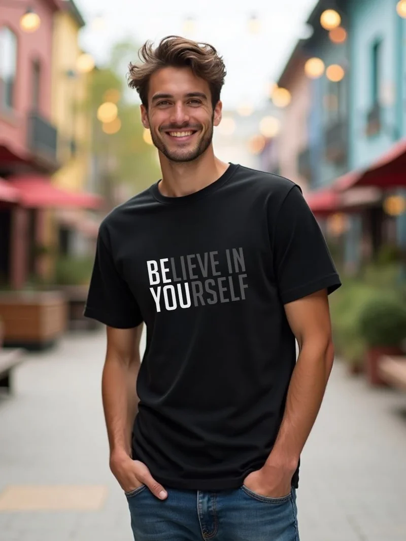 نوبيرو Black Cotton Regular Fit T-Shirt for Men