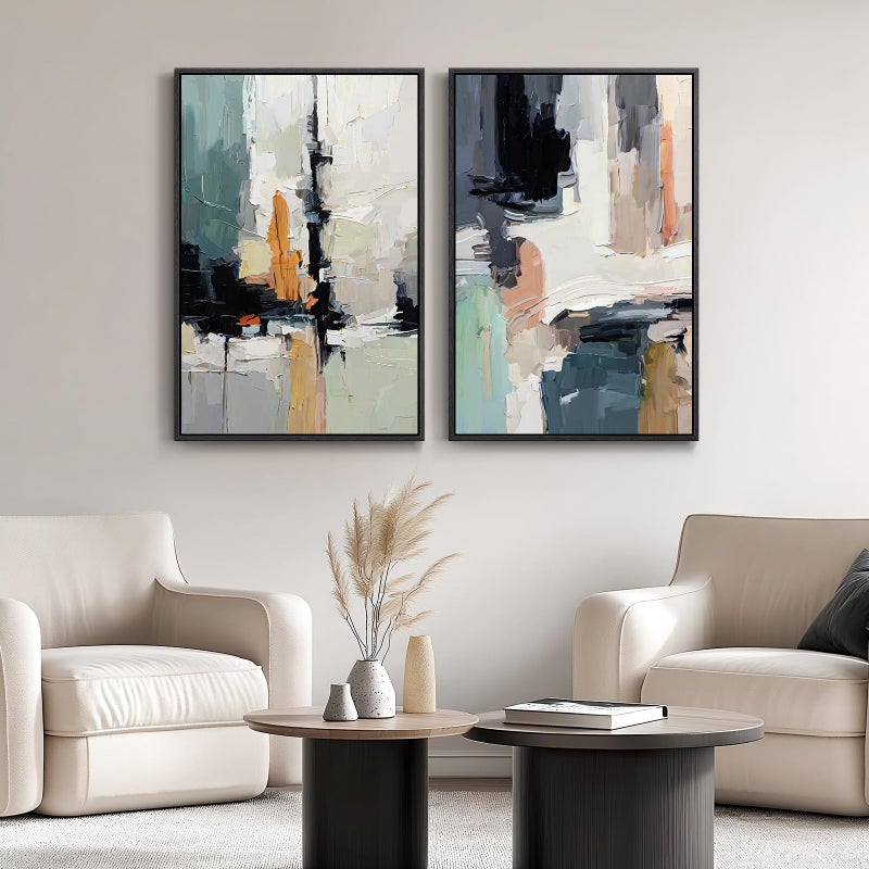 Cuspin Large Framed Colorful Abstract Wall Art for Living Room, Set of 2 Canvas Prints Paintings Artwork for Walls, Modern Bright Multicolor Pictures for Hallway Bedroom Office Wall Decor 24x36 - Image 4