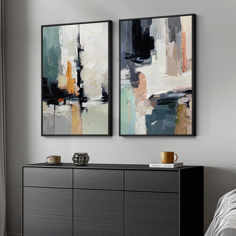 Cuspin Large Framed Colorful Abstract Wall Art for Living Room, Set of 2 Canvas Prints Paintings Artwork for Walls, Modern Bright Multicolor Pictures for Hallway Bedroom Office Wall Decor 24x36 - Image 2