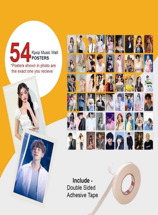 ATEVON Kpop Wall Collage Kit - Set of 54 Aesthetic Posters Featuring Popular Idols & Bands, Korean Pop Music Decor for Bedroom, Dorm, Studio & Living Room Walls - Image 3