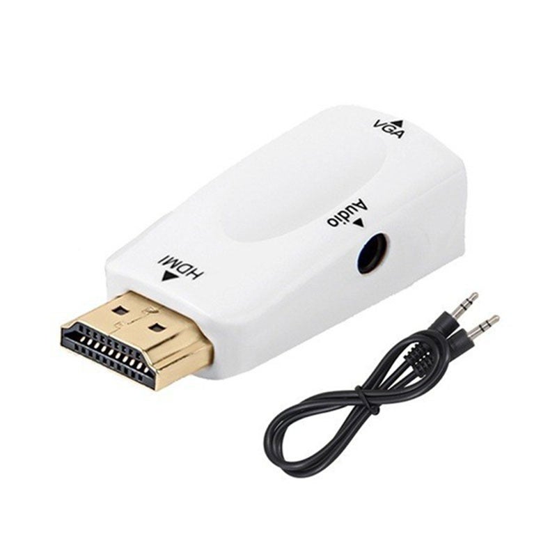 HDMI Male to VGA Female Adapter 1080P Audio Converter With audio line white