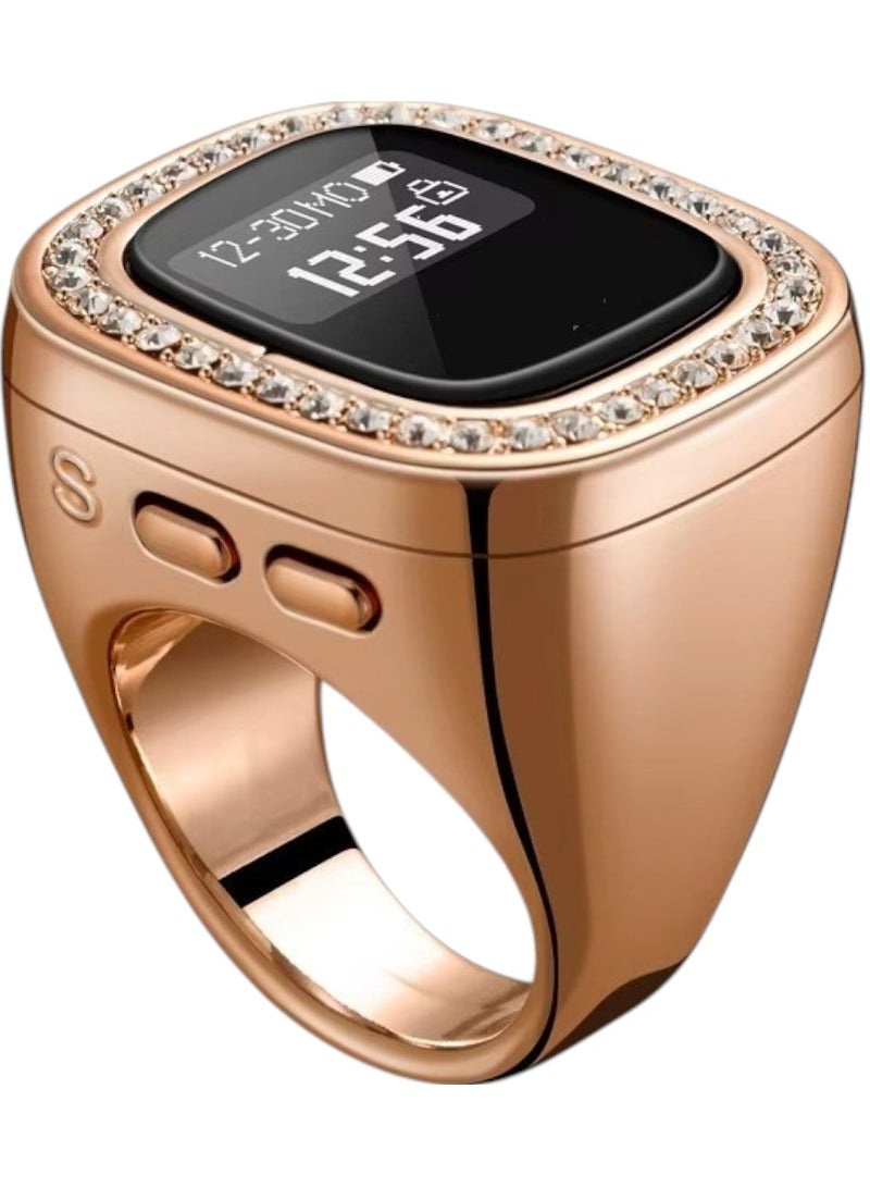 خاتم تسبيح بشاشة OLED مقاس 22 مم، عداد متعدد القنوات، مزود بزر شاشة كامل وبطارية قابلة للشحن. - Image 1