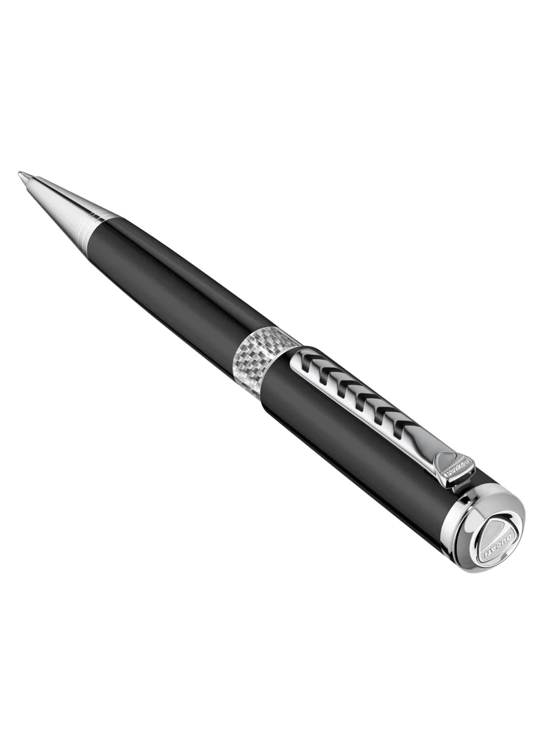 دوكاتي كورس Stile Gents Pen with Medium Drill Point, Firm Grip, Blue Ink, Carbon Fiber & Grey Accents  - 140 mm