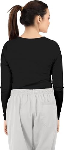NY Threads Womens Under Scrub Slim Fit Long Sleeve T-Shirt Underscrub Comfort Tee, Large, Black - Image 2