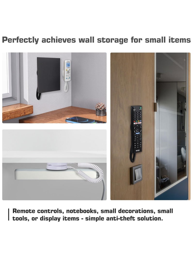 2-Pack Magnetic Remote Control Holders with Spring Ropes, Wall-Mount Adhesive, Anti-Loss, Extendable Spring , Security Cable Lock for TV, DVD, Game Consoles(White, 70 Inch) - Image 5