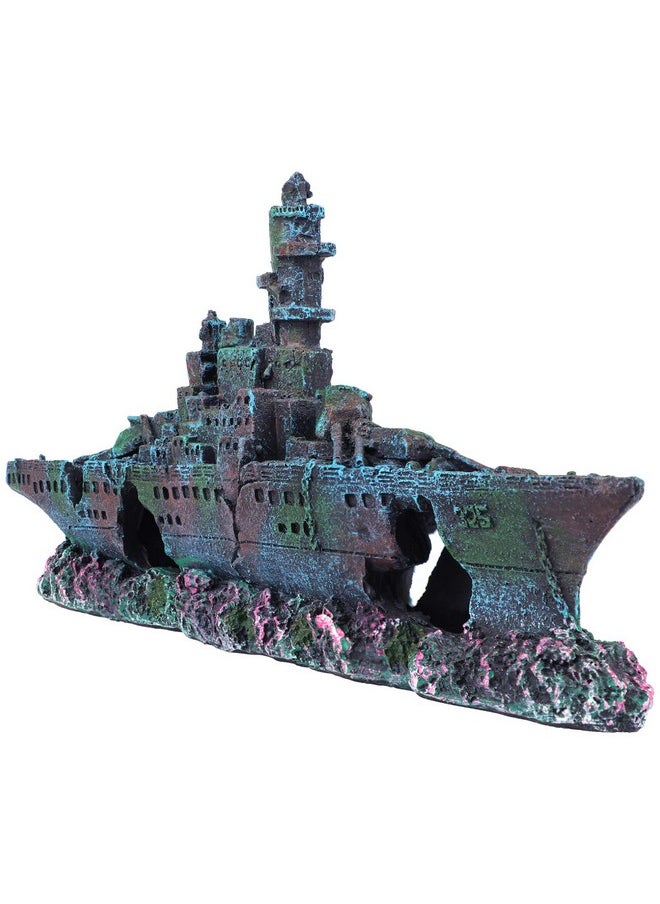Uniclife Uniclife Aquarium Shipwreck Decoration Resin Sunken Ship Decor Ornament for Small Betta Fish Tank  - Image 1