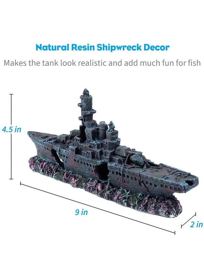 Uniclife Uniclife Aquarium Shipwreck Decoration Resin Sunken Ship Decor Ornament for Small Betta Fish Tank  - Image 2