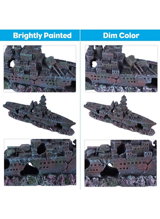 Uniclife Uniclife Aquarium Shipwreck Decoration Resin Sunken Ship Decor Ornament for Small Betta Fish Tank  - Image 5