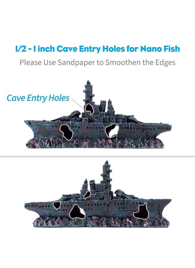 Uniclife Uniclife Aquarium Shipwreck Decoration Resin Sunken Ship Decor Ornament for Small Betta Fish Tank  - Image 4