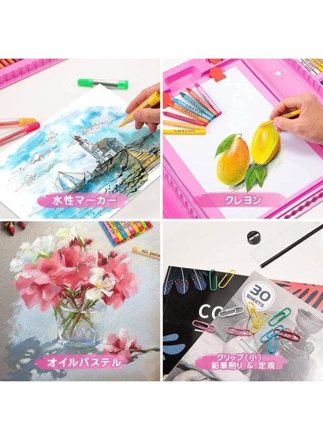 ARGT طقم لوازم الفن 208 قطعة مع حامل | مجموعة رسم وطلاء كاملة للأطفال، الفتيات والأولاد | تشمل أقلام الشمع، الأقلام، الأقلام الملونة، الباستيل، ورق الأوريغامي وكتاب التلوين - Image 4