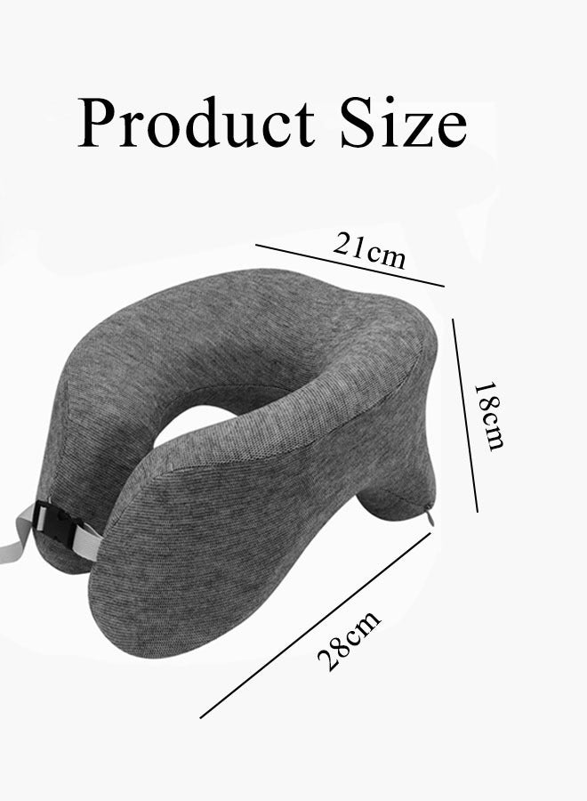 U-Shaped Pillow Travel Pillow Airplane Neck Pillow Neck & Head Support Pillow Memory Foam Neck Pillow Suitable for Sleeping Airplane Car Office and Home（Dark Grey)  - Image 2