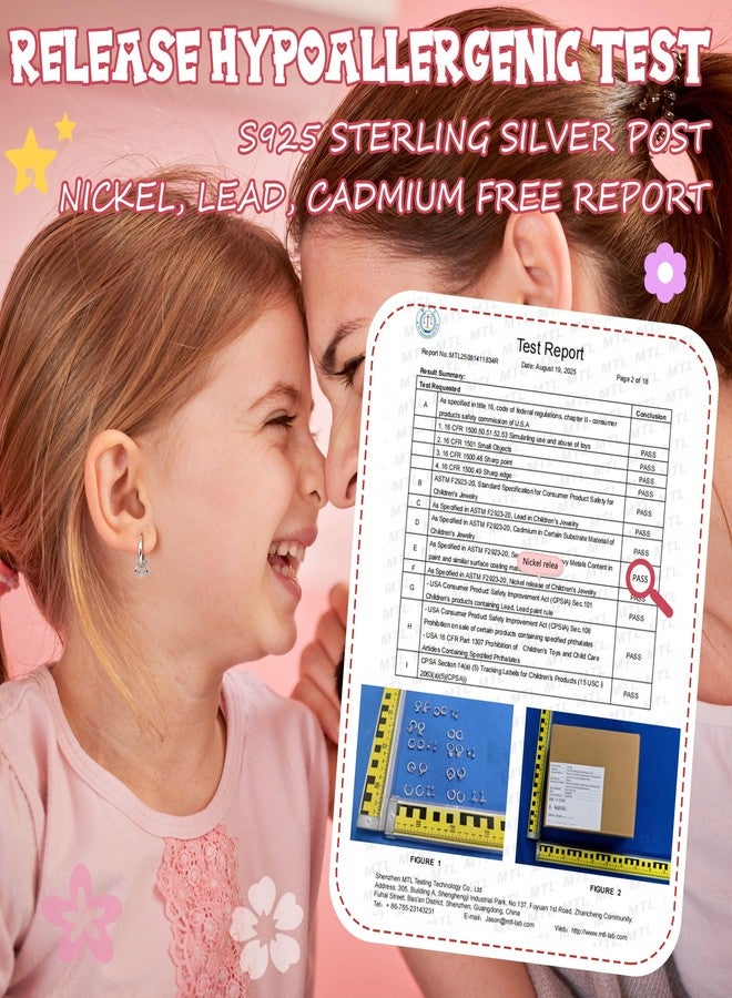 YADOCA 925 Sterling Silver Earrings Hypoallergenic Hoop Earrings for Girls Women Cute Toddler Earrings Kids Earrings Jewelry for Teen Girl Heart Star CZ Butterfly Stud Earrings Set for Sensitive Ears - Image 3