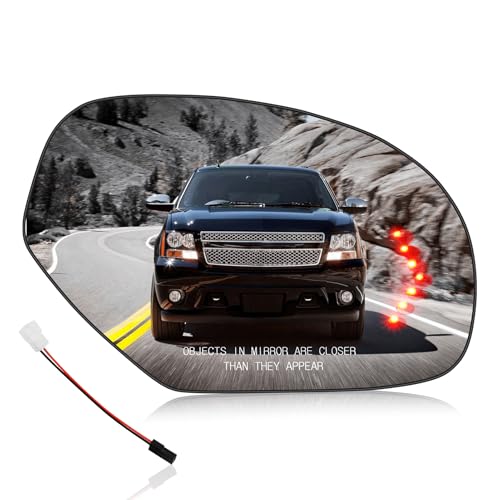 Hurotoms Passenger Right Mirror Glass Compatible with Chevy Silverado 1500 2500HD 3500HD | Suburban 1500 2500 3500 | Tahoe 2007-2013 & for GMC Sierra 1500 2500HD 3500HD | Yukon 2007-2013 with Heated - Image 1