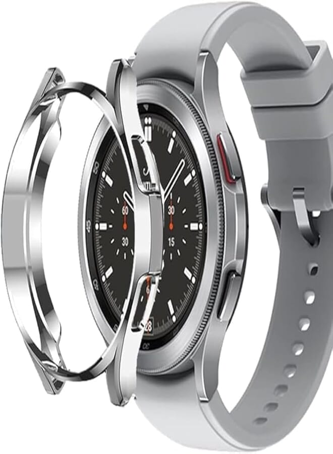 Next Store Compatible with Samsung Galaxy Watch 4 42mm Case with Full Screen Protection, Soft TPU Shockproof Slim Thin Bumper Protective Cover (Silver)