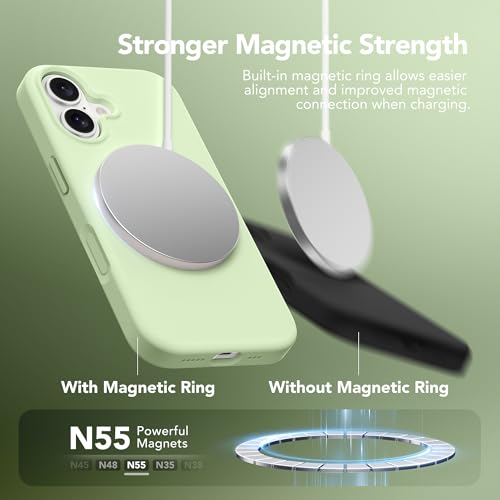 GONEZ Magnetic for iPhone 17 Case, [Compatible with MagSafe] Anti-Scratch Microfiber Lining & Screen Protector, Silicone Camera Control, Shockproof Slim Phone Cover 6.3 inch, Green - Image 2