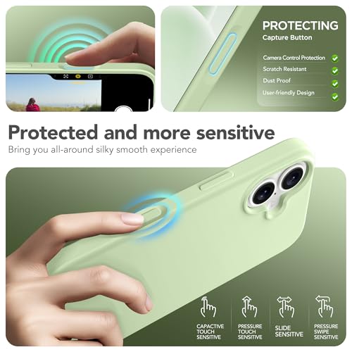 GONEZ Magnetic for iPhone 17 Case, [Compatible with MagSafe] Anti-Scratch Microfiber Lining & Screen Protector, Silicone Camera Control, Shockproof Slim Phone Cover 6.3 inch, Green - Image 5