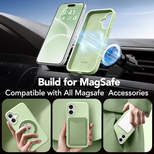 GONEZ Magnetic for iPhone 17 Case, [Compatible with MagSafe] Anti-Scratch Microfiber Lining & Screen Protector, Silicone Camera Control, Shockproof Slim Phone Cover 6.3 inch, Green - Image 3
