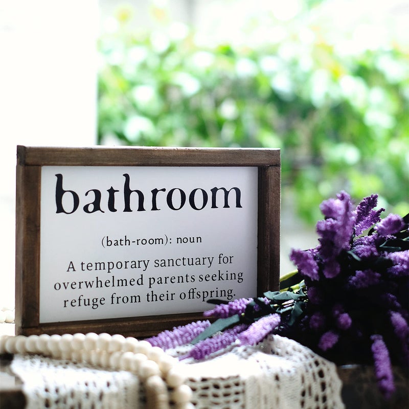 Lavender Inspired Farmhouse Funny Bathroom Signs Wall Decor with Humor Quote-Half Bath Signs-Rustic Bathroom Wall Hanging Decor-Guests Bath-Shelf Sitter-Powder Room Sign - Image 3