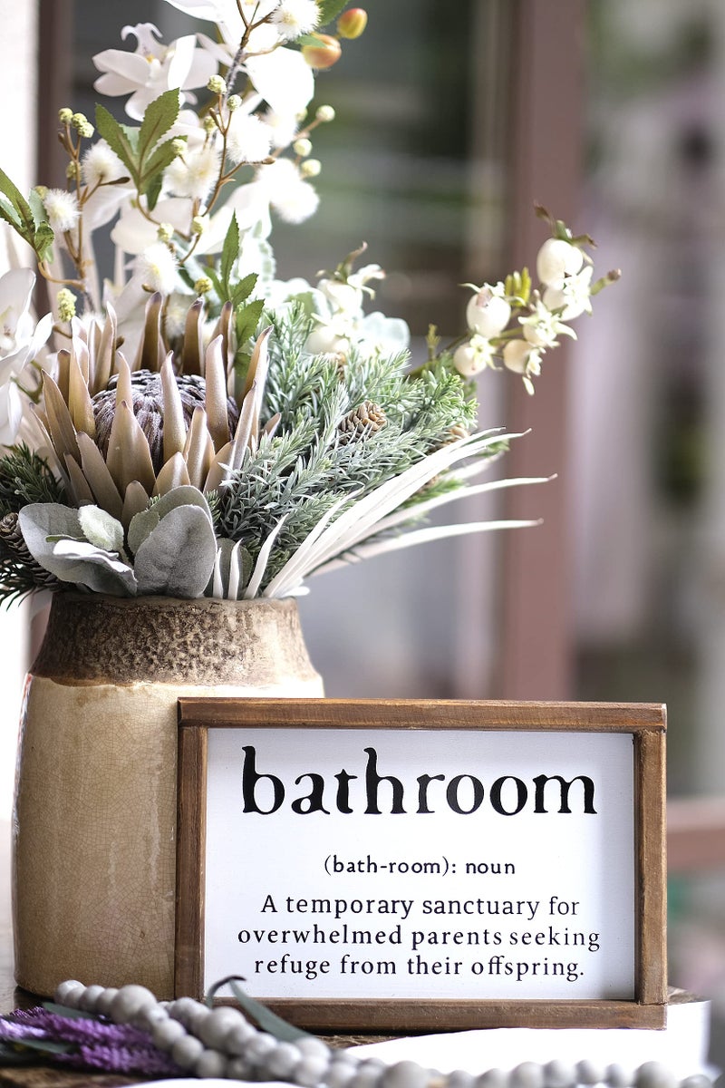 Lavender Inspired Farmhouse Funny Bathroom Signs Wall Decor with Humor Quote-Half Bath Signs-Rustic Bathroom Wall Hanging Decor-Guests Bath-Shelf Sitter-Powder Room Sign - Image 2