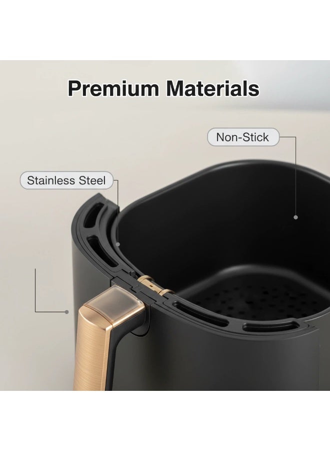 HOTOR Best Air Fryer 3.5 L, Stainless Steel  Non Stick Air Fryers, Hot Air Circulation Frying Grilling Fryer for Roast/Bake/ Dehydrate with Removable Basket Black - Image 4