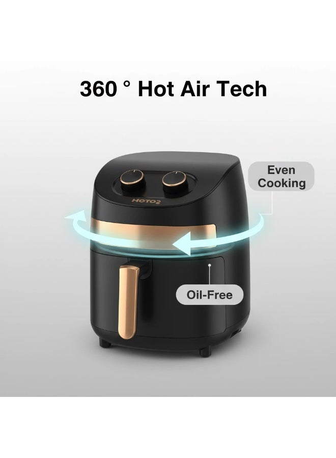 HOTOR Best Air Fryer 3.5 L, Stainless Steel  Non Stick Air Fryers, Hot Air Circulation Frying Grilling Fryer for Roast/Bake/ Dehydrate with Removable Basket Black - Image 3