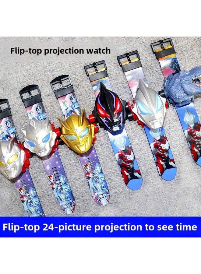 Shake The Sound Of The Same Jade GUI Dog Melody Cartoon 24 Figure Projection Watch Flip Sanrio Series Toy Watch-Color:8527 Masked Man [time + 24 Projections + Flip Cover] - Image 2