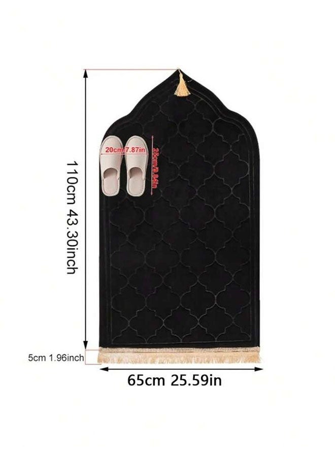 سجادة صلاة فخمة للمسلمين – سجادة صلاة كبيرة وناعمة من المخمل للمنزل أو المسجد – أزرق - Image 2