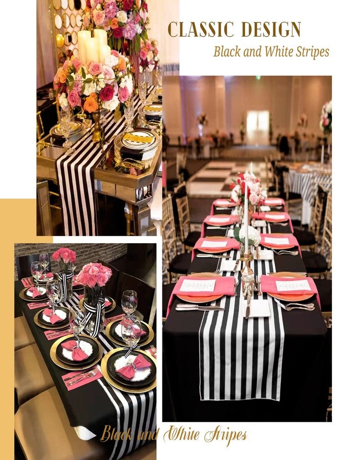 REWOMC 10 Pack Striped Table Runner Polyester Table Decor Classic Black and White Striped Table Runner for Indoor Outdoor Wedding, Birthday Parties, Banquets, Fit Rectange and Round Table(12 x 72 Inch) - Image 5