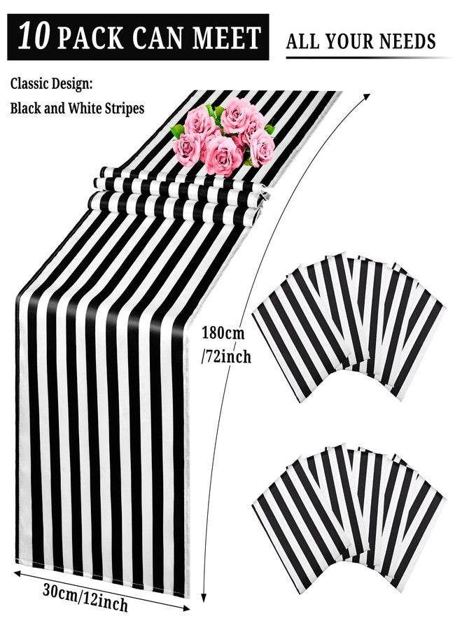 REWOMC 10 Pack Striped Table Runner Polyester Table Decor Classic Black and White Striped Table Runner for Indoor Outdoor Wedding, Birthday Parties, Banquets, Fit Rectange and Round Table(12 x 72 Inch) - Image 3
