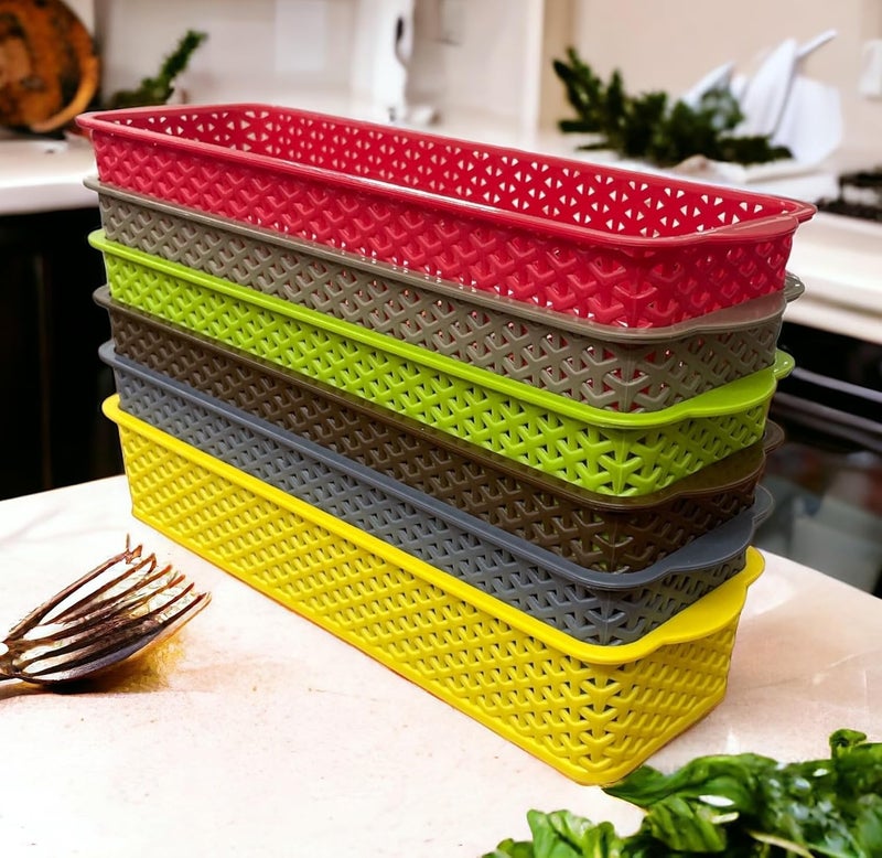 CSM Plastic Rectangular Shape Baskets Set Of 4 Multipurpose Storage Baskets - Image 4