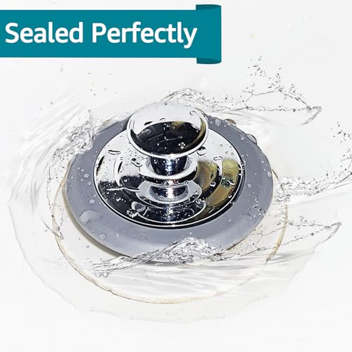 VIPMORE Bathtub Drain Stopper, Sink Stopper, Tub Stopper, Bathtub Drain Plug, Universal Bathroom Bath Tub Drain Stoppers, Shower Drain Cover Replacement Jets Hair Catcher Topper Rubber Strainers(Patented) - Image 3