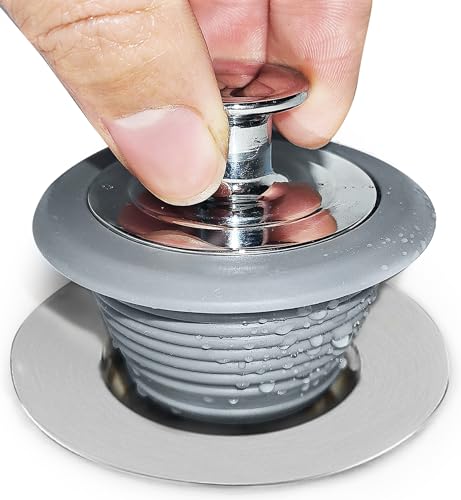 VIPMORE Bathtub Drain Stopper, Sink Stopper, Tub Stopper, Bathtub Drain Plug, Universal Bathroom Bath Tub Drain Stoppers, Shower Drain Cover Replacement Jets Hair Catcher Topper Rubber Strainers(Patented) - Image 1