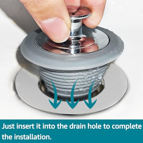 VIPMORE Bathtub Drain Stopper, Sink Stopper, Tub Stopper, Bathtub Drain Plug, Universal Bathroom Bath Tub Drain Stoppers, Shower Drain Cover Replacement Jets Hair Catcher Topper Rubber Strainers(Patented) - Image 5