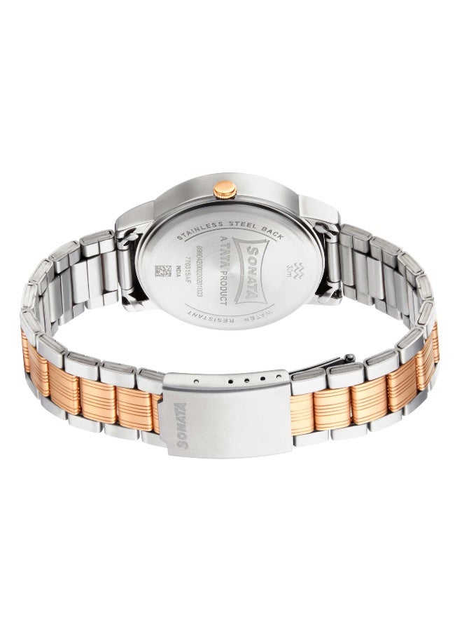 Sonata Quartz Analog with Day and Date White Dial Metal Strap Watch for Men - Image 4