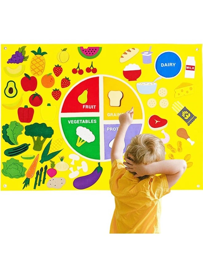 Felt Board Stories Set 53Pcs Preschool Vegetables Fruit Protein Grains Flannel Food Diary Classroom Theme Early Learning Play Kit Wall Hanging Gift for Toddlers Kids - Image 3