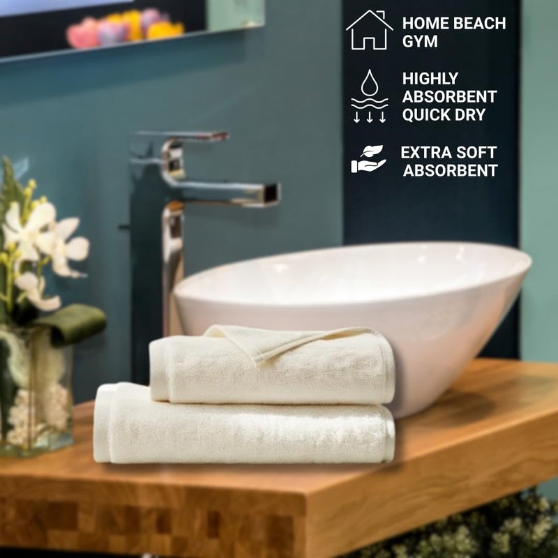 MERARO Cotton 405 GSM Hand Towel Set of 2 | Extra Soft & Absorbent Large Size Hand Towels for Men Women |Highly Absorbent Quick Dry for Home Beach Gym Salon Napkin Pool Size 53cm x 35cm |White - Image 4