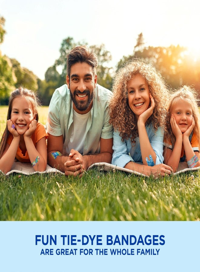 ضمادات لاصقة مرنة من ماركة باند-إيد، بنقشة ربطة العنق المصبوغة، ضمادات مرحة للعناية بالجروح وحماية الجروح والحروق الطفيفة، تقنية كويلت-إيد لتخفيف الألم، أحجام متنوعة، 100 ضمادة - Image 4
