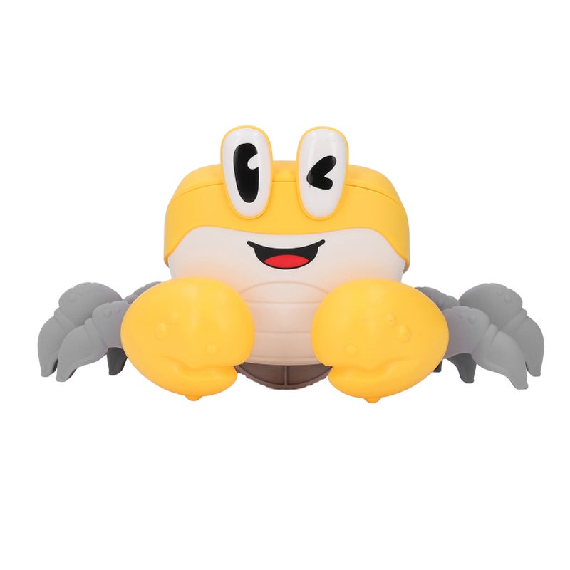 Crawling Crab Baby Toy Electric Learning Crawl Light Up Music Babies Sensory Induction Crab for Birthday Holiday Yellow - Image 1