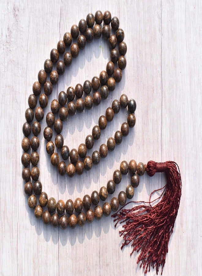 Pyramid Tatva Natural Bronzite Mala Necklace – 108 Beads, 8mm – Handcrafted Prayer Beads for Meditation, Reiki, Yoga, and Energy Balance - Image 2