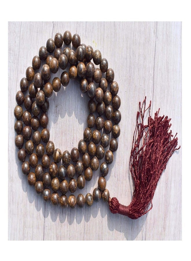 Pyramid Tatva Natural Bronzite Mala Necklace – 108 Beads, 8mm – Handcrafted Prayer Beads for Meditation, Reiki, Yoga, and Energy Balance - Image 1