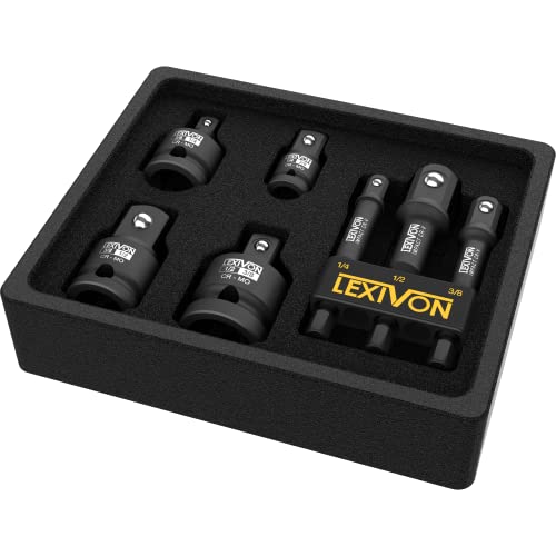 LEXIVON Impact Socket Adapter Combo Kit 7piece Increaser Reducer Extension Set 143812 Impact Driver Conversions Active Rust Protection By BlackPhosphate Coating Treatment LX109 - Image 3