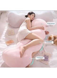 JCB CHIC وسائد قطنية على شكل غيوم ， وسادة حمل مبردة ， وسادة حمل باردة ， وسادة قطنية ثلاثية الأبعاد ， وسادة دعم كامل للجسم ， حشوة إسفنجية قابلة للغسل، غطاء حريري ثلجي قابل للغسل (وردي، 130 سم)  - Image 3