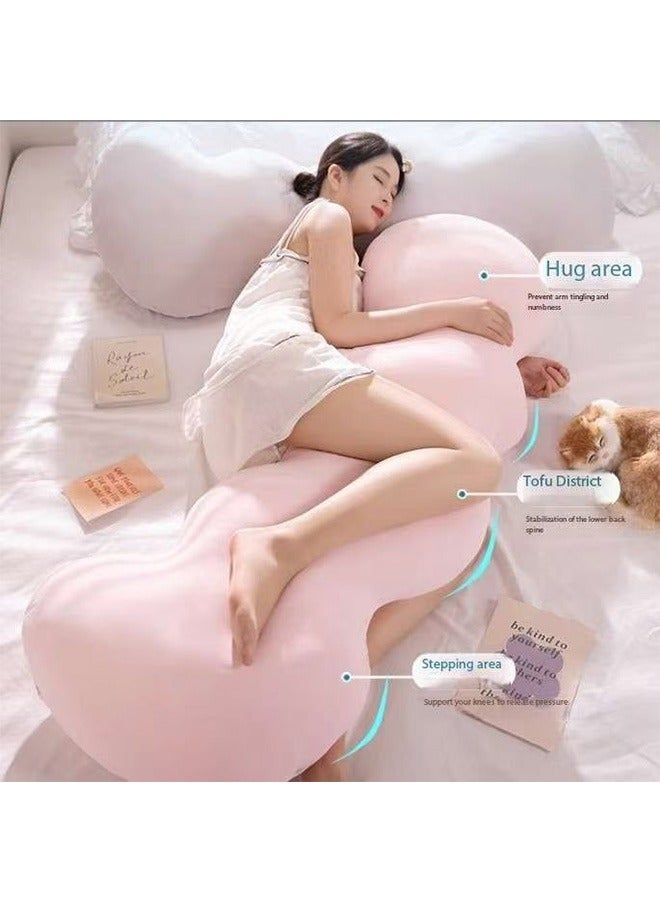 JCB CHIC Clouds Shaped Throw Pillows，Cooling Pregnancy Pillow，3D Lumbar Cushion，Pillow Full Body Support，Memory Foam Filling, Washable Removable Ice Silk Cover(pink,130cm)  - Image 3