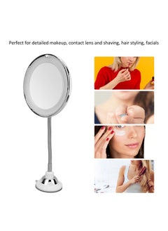 Brrnoo Magnifying Mirror Flexible Gooseneck Led Lighted 10X Magnifying Makeup Mirror With Power Locking Suction Cup 10X Magnification Led Fill Light Suction Cup Adjustable Gooseneck Makeup Mirror  - Image 3