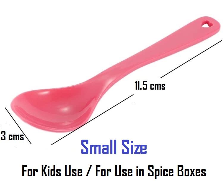 Nimbose Plastic Masala Spoon for Small Containers Multipurpose Spoon for Dispensing Tea Coffee Sugar Condiments Spices Multicolor Set of 12 Kids Spoons