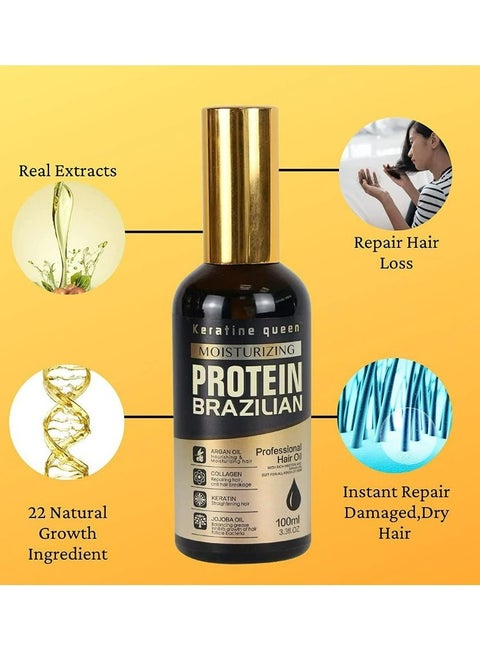 Keratine Queen Moisturizing Protein Brazilian Hair Serum Dark 100ml