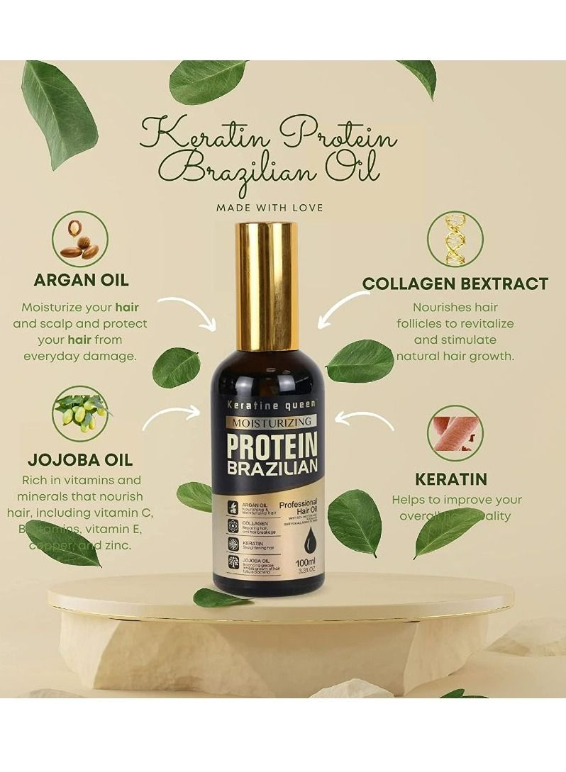 Keratine Queen Moisturizing Protein Brazilian Hair Serum Dark 100ml - Image 3