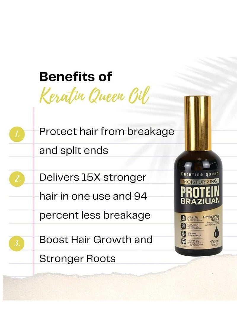 Keratine Queen Moisturizing Protein Brazilian Hair Serum Dark 100ml - Image 4