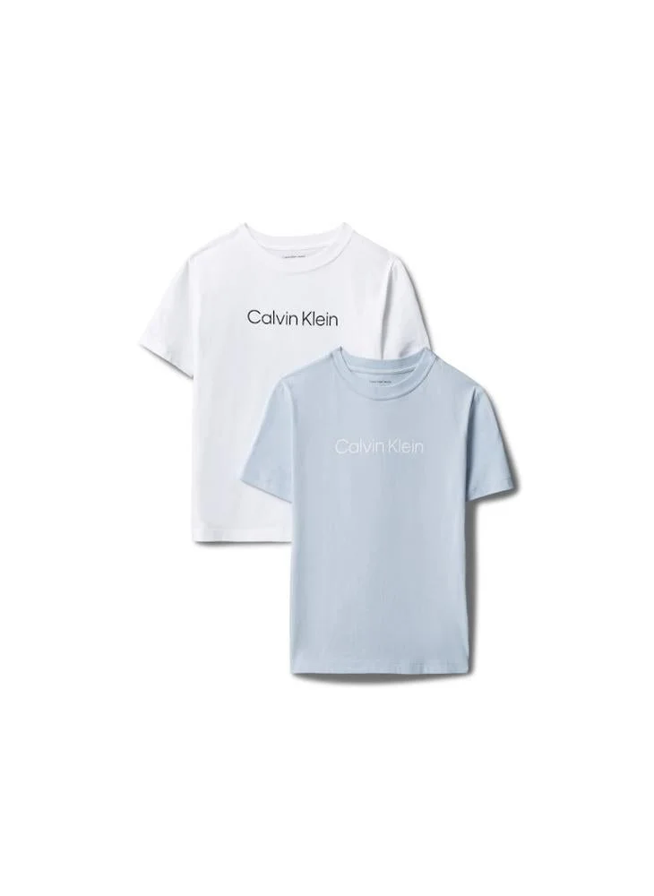 Calvin Klein Jeans Brightwhite/Kentuckyblue 2-Pack Logo Crew Neck T-Shirts for Men | Best Price UAE