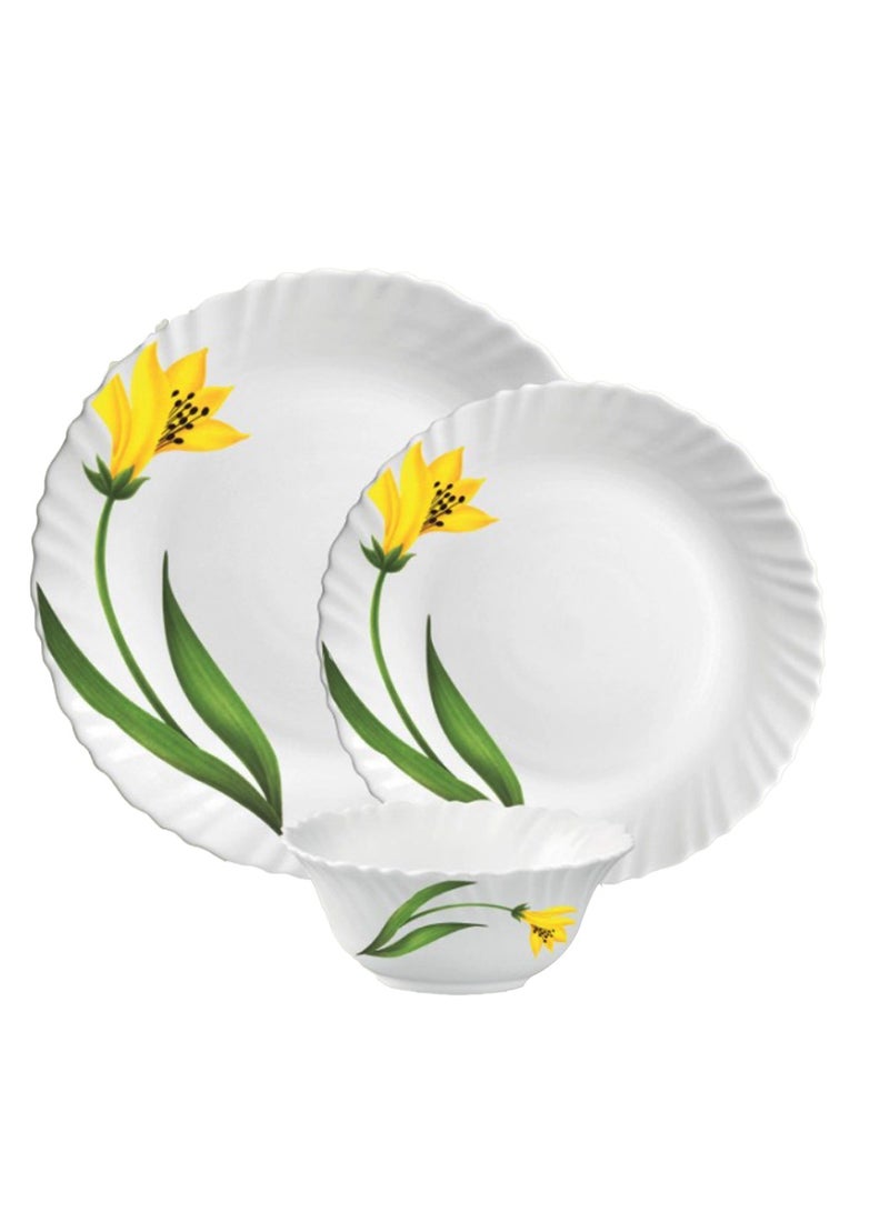 Laopala Classic 44 Pcs Dinner Sets Glass Material Plates Canary Arch Dinner Set Microwave Safe & Dishwasher Safe Minimalist Style Lightweight Bowls, Cups, Plates Set-Reusable - Image 1